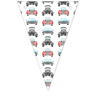 Classic Retro Cars Vintage Watercolour Pattern Bunting Flags