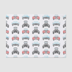 Classic Retro Cars Vintage Watercolour Pattern Tissue Paper