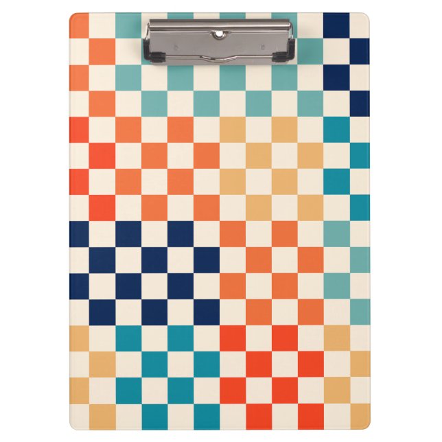 Classic Retro Chequered Chequerboard Pattern B Clipboard (Front)