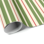 Classic Retro Christmas Stripes Olive Cream Red Wrapping Paper<br><div class="desc">Classic retro Christmas stripe pattern in olive green,  red,  and cream. Tasteful and nostalgic Xmas holiday pattern.</div>