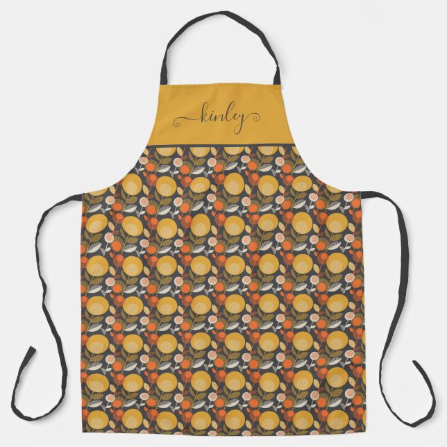 Classic Retro Floral Pattern Apron (Front)