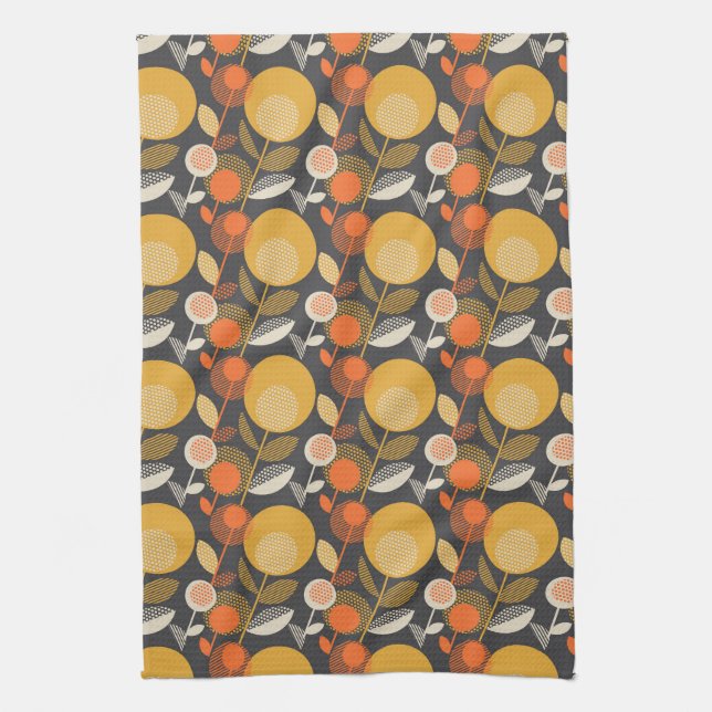 Classic Retro Floral Pattern Kitchen Towel (Vertical)