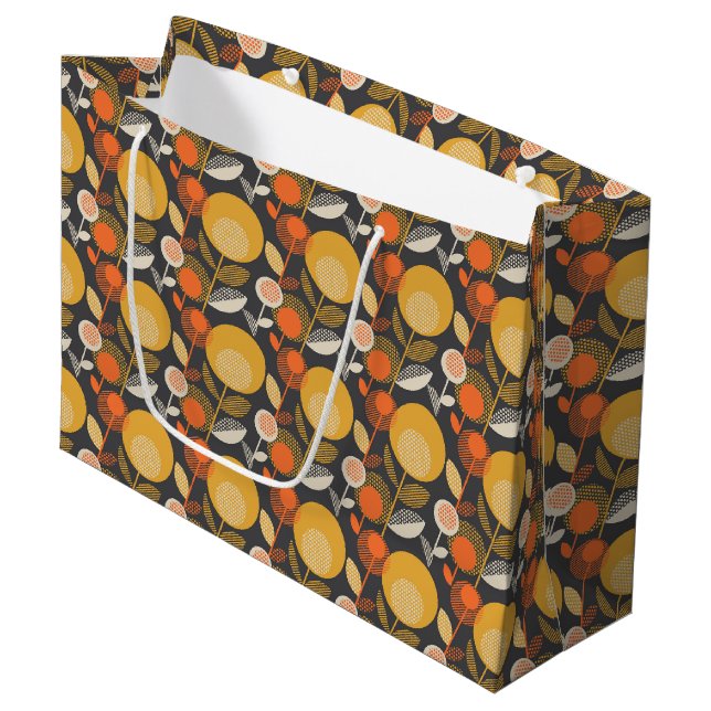 Classic Retro Floral Pattern Large Gift Bag (Front Angled)