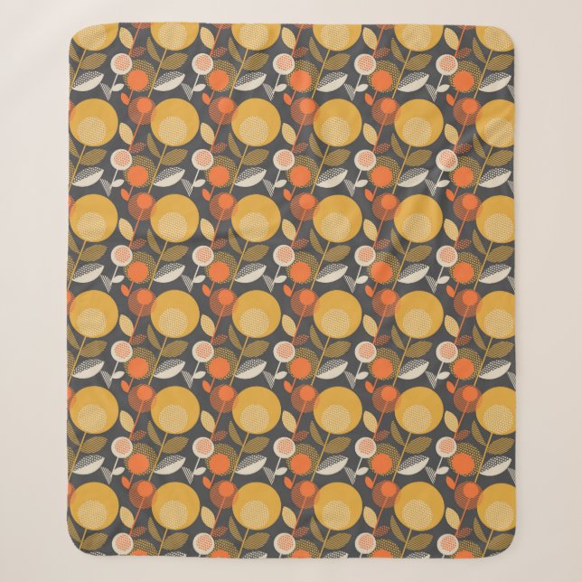 Classic Retro Floral Pattern Sherpa Blanket (Front)
