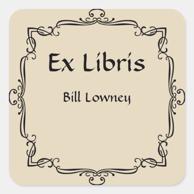 Classic Retro French Bookplate Square Sticker (Front)