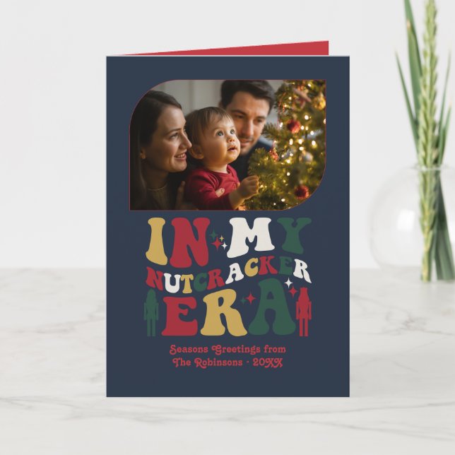 Classic Retro Fun Retro Christmas Photos Holiday Card (Front)