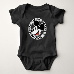 Classic Retro Mickey Mouse Checkered Baby Bodysuit