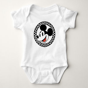 Classic Retro Mickey Mouse Chequered Baby Bodysuit