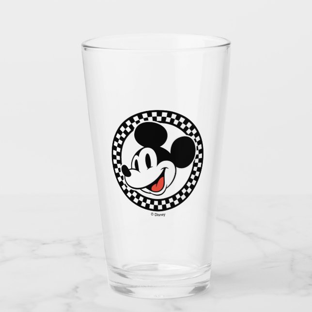 Classic Retro Mickey Mouse Chequered Glass (Front)
