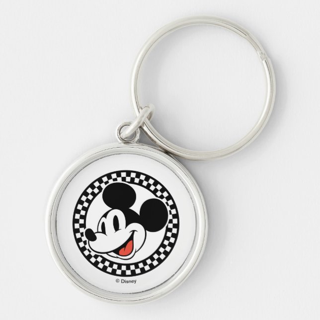 Classic Retro Mickey Mouse Chequered Keychain (Front)
