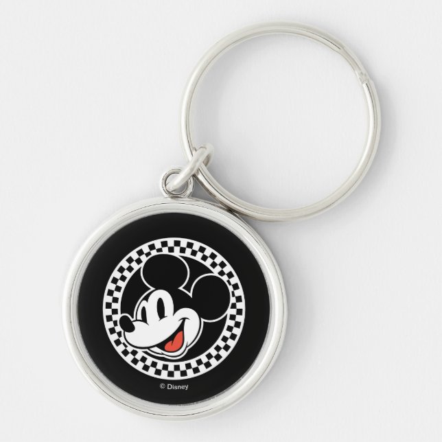 Classic Retro Mickey Mouse Chequered Keychain (Front)