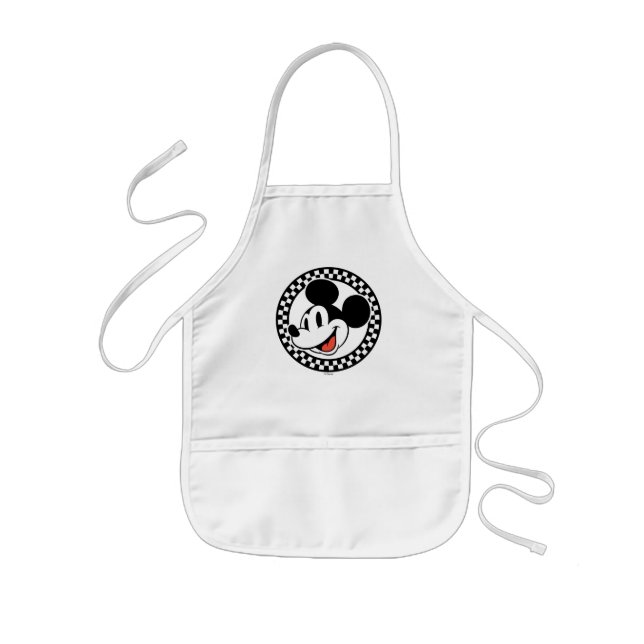 Classic Retro Mickey Mouse Chequered Kids Apron (Front)