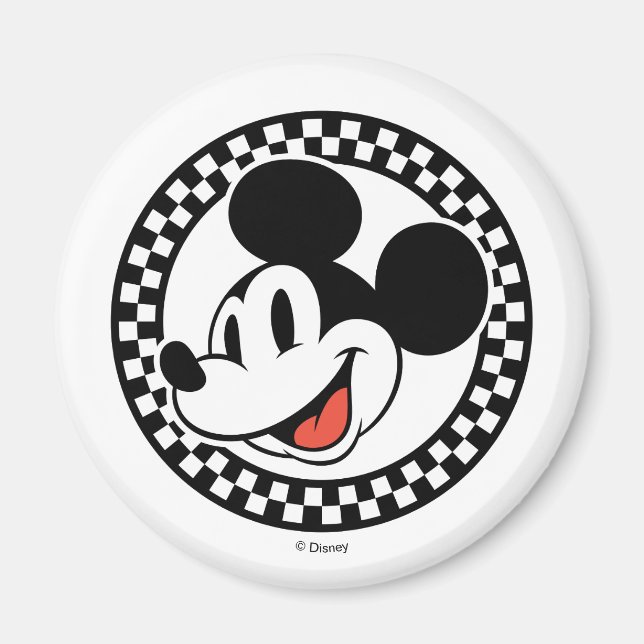 Classic Retro Mickey Mouse Chequered Magnet (Front)