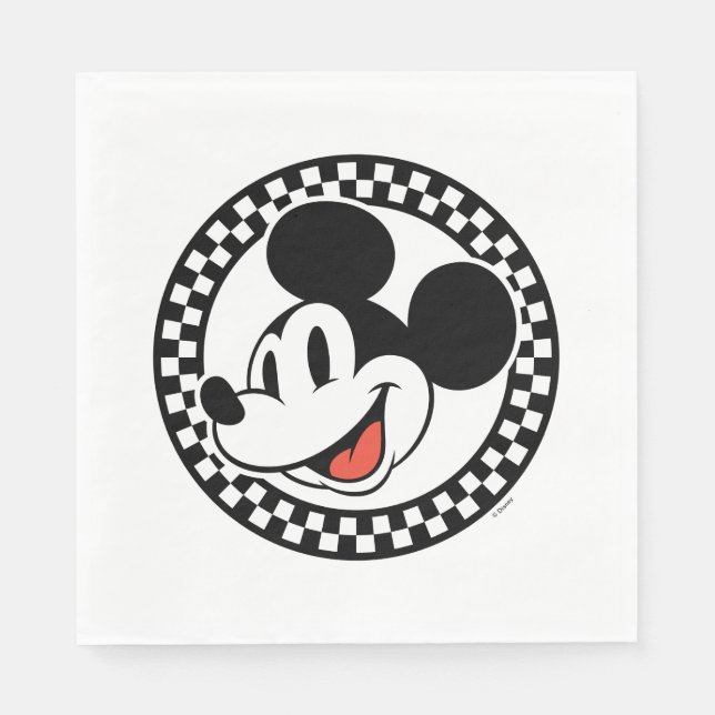 Classic Retro Mickey Mouse Chequered Napkin (Front)