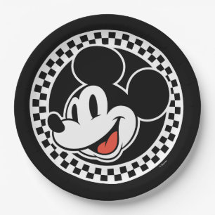 Classic Retro Mickey Mouse Chequered Paper Plate