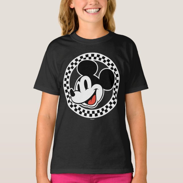 Classic Retro Mickey Mouse Chequered T-Shirt (Front)