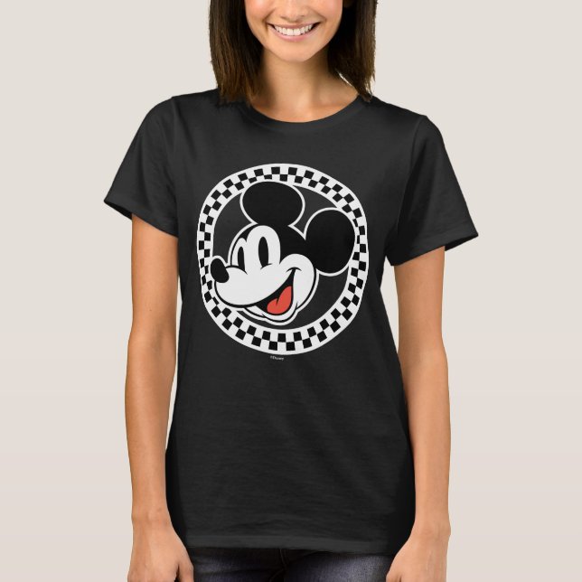 Classic Retro Mickey Mouse Chequered T-Shirt (Front)