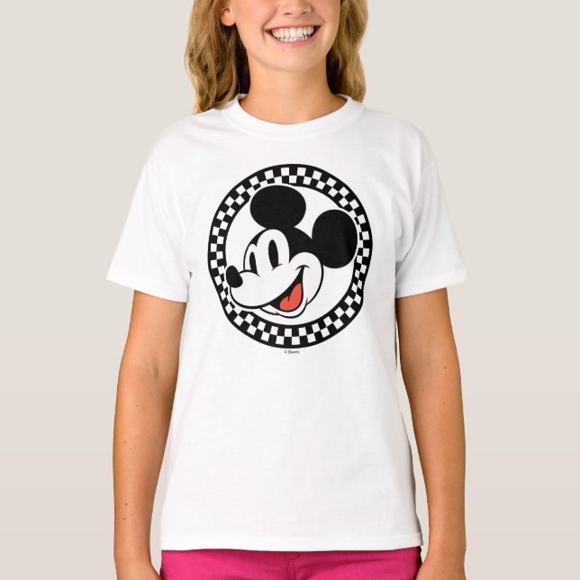 Classic Retro Mickey Mouse Chequered T-Shirt (Front)