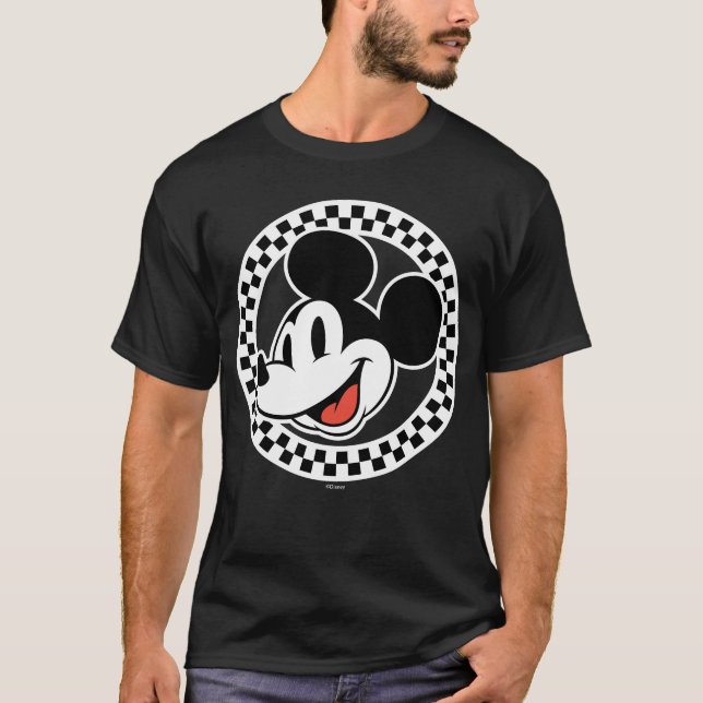 Classic Retro Mickey Mouse Chequered T-Shirt (Front)