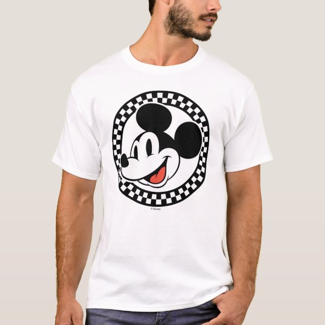Classic Retro Mickey Mouse Chequered T-Shirt (Front)