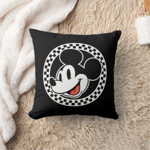 Classic Retro Mickey Mouse Chequered Throw Pillow