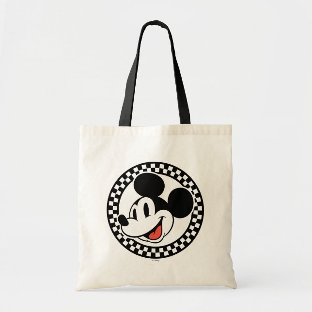 Classic Retro Mickey Mouse Chequered Tote Bag (Front)