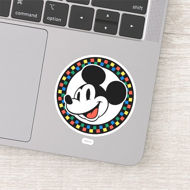 Classic Retro Mickey Mouse Colourful Chequered (Detail)