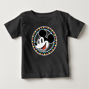 Classic Retro Mickey Mouse Colourful Chequered Baby T-Shirt
