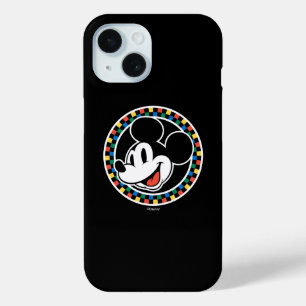 Classic Retro Mickey Mouse Colourful Chequered iPhone 15 Case