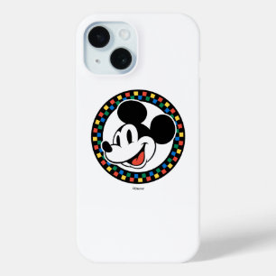 Classic Retro Mickey Mouse Colourful Chequered iPhone 15 Case