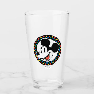 Classic Retro Mickey Mouse Colourful Chequered Glass