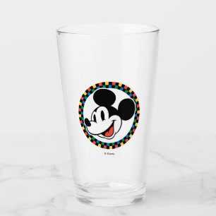 Classic Retro Mickey Mouse Colourful Chequered Glass