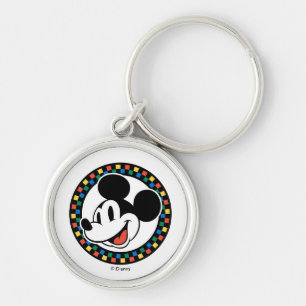 Classic Retro Mickey Mouse Colourful Chequered Keychain