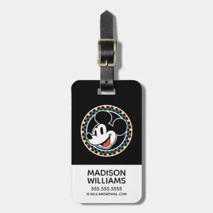 Classic Retro Mickey Mouse Colourful Chequered Luggage Tag