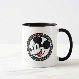 Classic Retro Mickey Mouse Colourful Chequered Mug