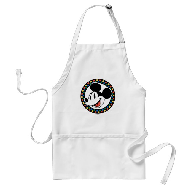 Classic Retro Mickey Mouse Colourful Chequered Standard Apron (Front)
