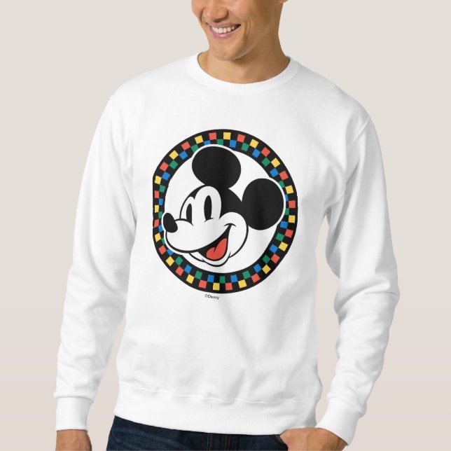 Classic Retro Mickey Mouse Colourful Chequered Sweatshirt (Front)