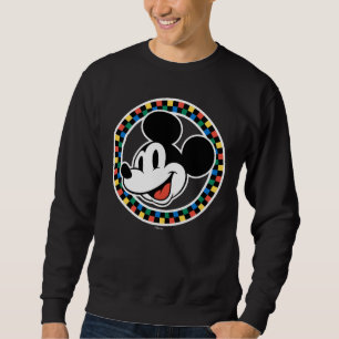 Classic Retro Mickey Mouse Colourful Chequered Sweatshirt