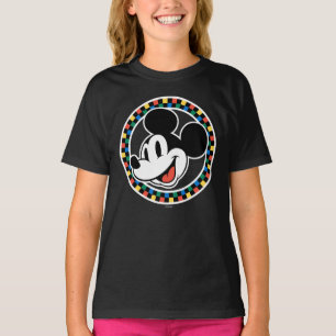 Classic Retro Mickey Mouse Colourful Chequered T-Shirt