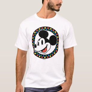 Classic Retro Mickey Mouse Colourful Chequered T-Shirt