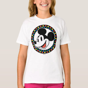 Classic Retro Mickey Mouse Colourful Chequered T-Shirt