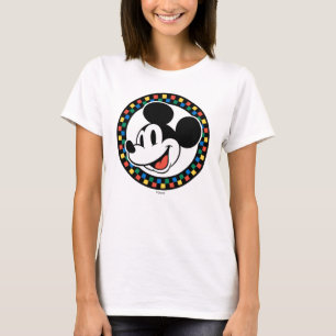Classic Retro Mickey Mouse Colourful Chequered T-Shirt