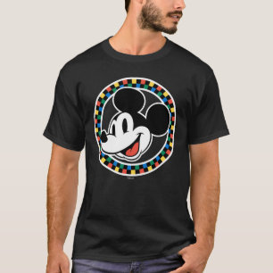 Classic Retro Mickey Mouse Colourful Chequered T-Shirt