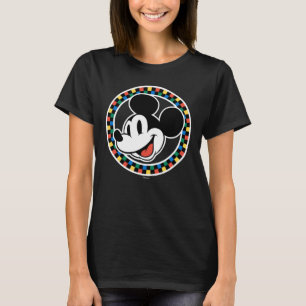 Classic Retro Mickey Mouse Colourful Chequered T-Shirt