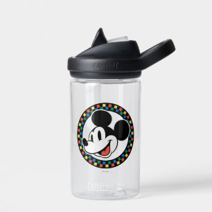 Classic Retro Mickey Mouse Colourful Chequered Water Bottle