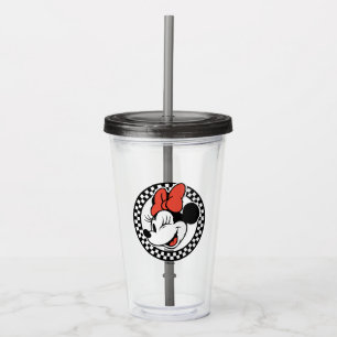 Classic Retro Minnie Mouse Chequered Acrylic Tumbler
