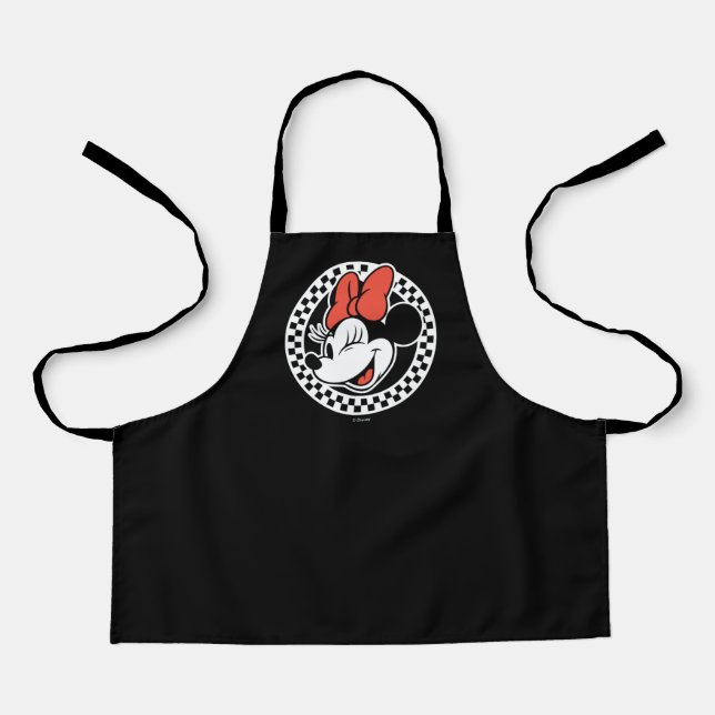 Classic Retro Minnie Mouse Chequered Apron (Front)