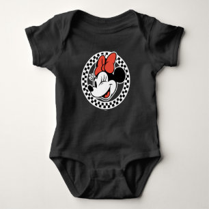 Classic Retro Minnie Mouse Chequered Baby Bodysuit