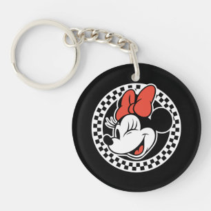 Classic Retro Minnie Mouse Chequered Keychain