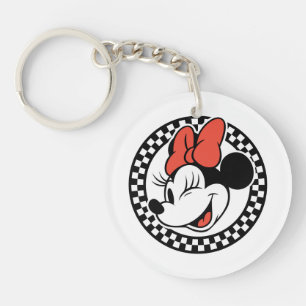 Classic Retro Minnie Mouse Chequered Keychain